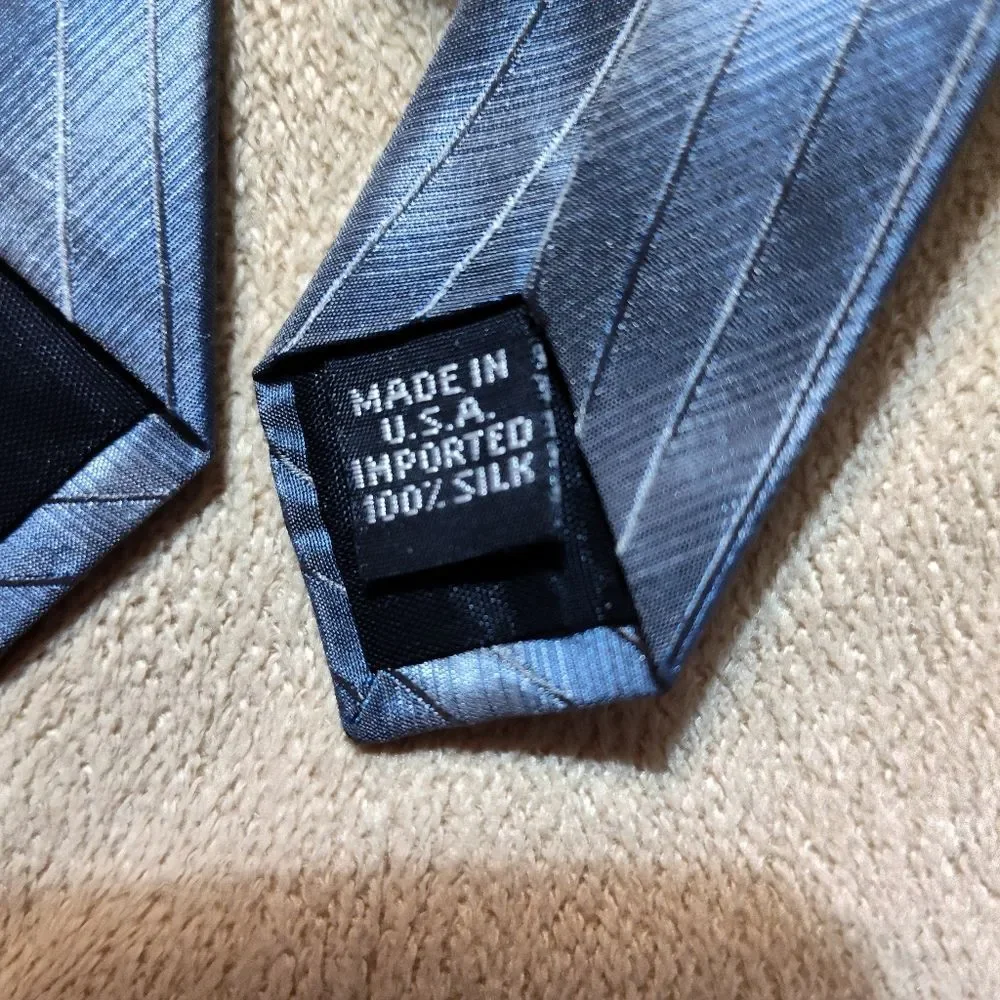 Croft & Barrow Necktie Blue Grey Made In USA 100% Silk Standard 57 x 4 NEW